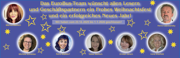 Das EuroBus-Team wuenscht allen Lesern und Geschaeftspartnern ein Frohes Weihnachtsfest und ein erfolgreiches Neues Jahr!